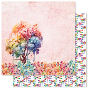 Paper Rose Rainbow Garden Patterned Paper 12' x 12" - F