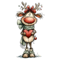 5 Crazy Ladies Stickers - Christmas Reindeer
