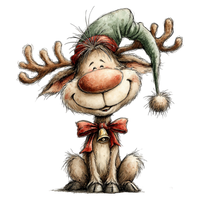 5 Crazy Ladies Stickers - Christmas Reindeer