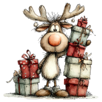 5 Crazy Ladies Stickers - Christmas Reindeer
