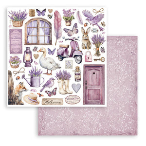 Stamperia Patterned Double Face Sheet - Lavender - Elements