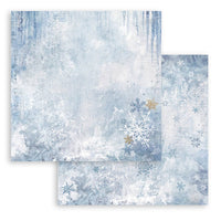 Stamperia Patterned Double Face Sheet - Dewdrops - Blue Snowflakes