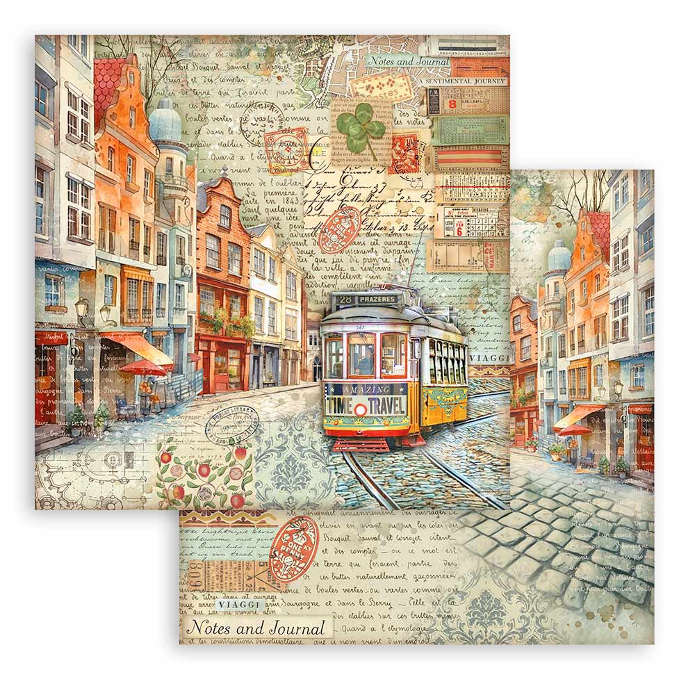 Stamperia Patterned Double Face Sheet - Art of Travelling - Tram