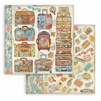 Stamperia Patterned Double Face Sheet - Art of Travelling - Suitcases