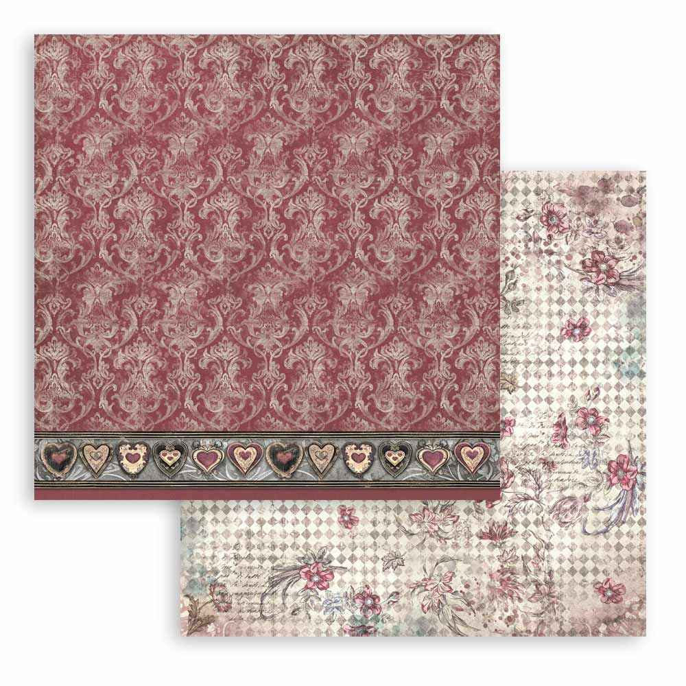 Stamperia Patterned Double Face Sheet - Master of Magic - Burgandy Tapestry