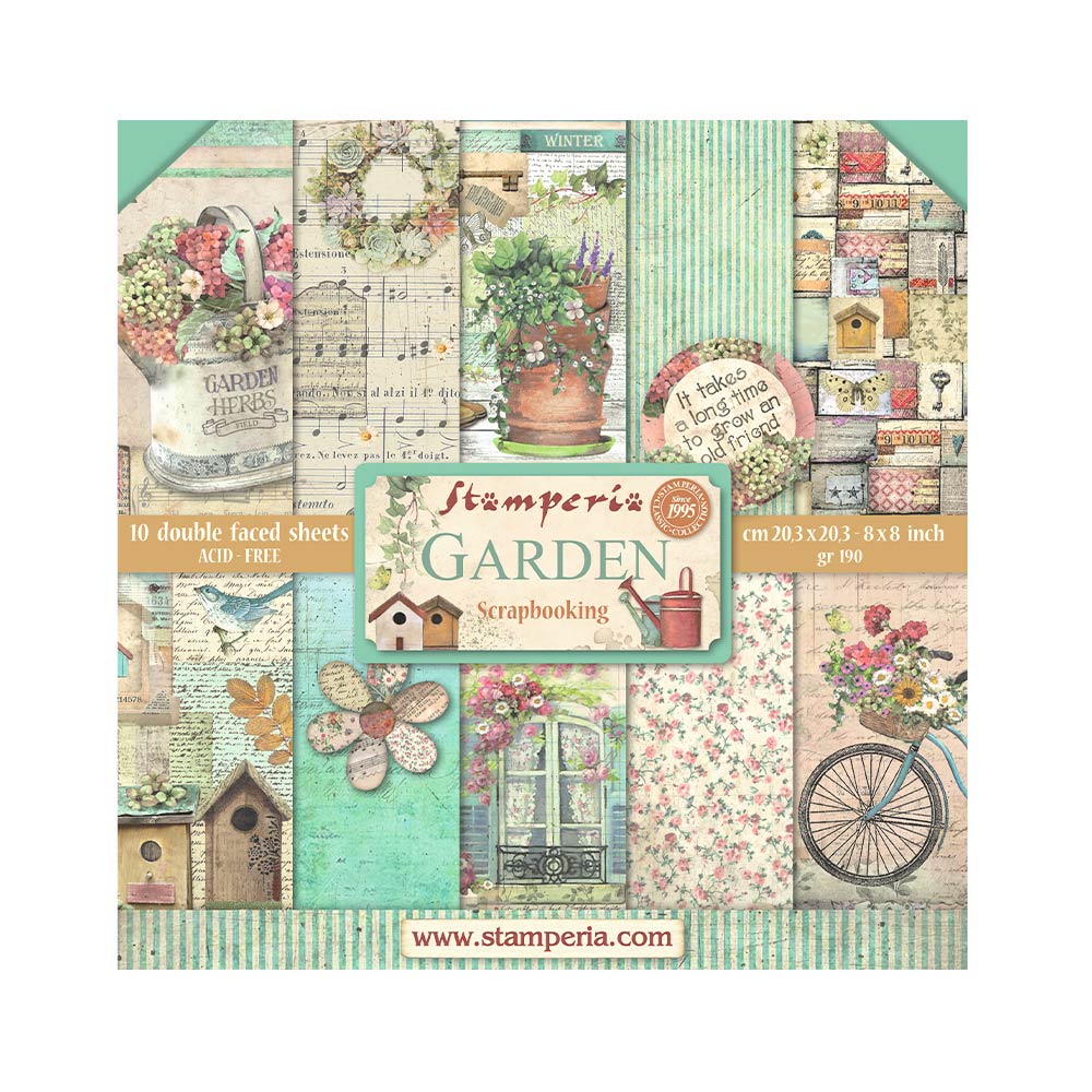 Stamperia Scrapbooking Small Pad 10 sheets cm 20.3X20.3 (8