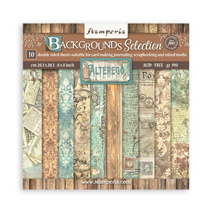 Stamperia Scrapbooking Small Pad 10 Sheets 8" x 8" Backgrounds Selection - Alterego