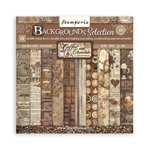 Stamperia Paper Pack 8" x 8" - Backgrounds Coffee and Chocolate