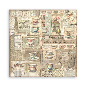 Stamperia Patterned Paper Pad 22 Sheets Cm 20,3X20,3 (8"X8") Single Face Brocante Antiques