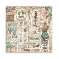 Stamperia Patterned Paper Pad 22 Sheets Cm 20,3X20,3 (8"X8") Single Face Brocante Antiques
