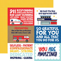 Echo Park 12" x 12" Patterned Paper - First Responder - 6x4 Journaling Cards
