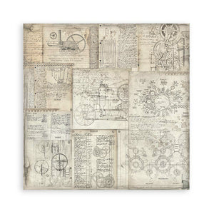 Stamperia Fabric Pack 4 sheets 30cm x 30cm - Voyages Fantastiques