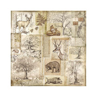 Stamperia Pack 4 Sheets Fabric 30x30cm - Forest
