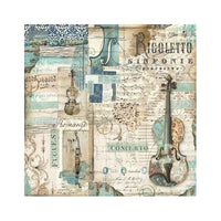 Stamperia Pack 4 Sheets Fabric 30x30cm - Music
