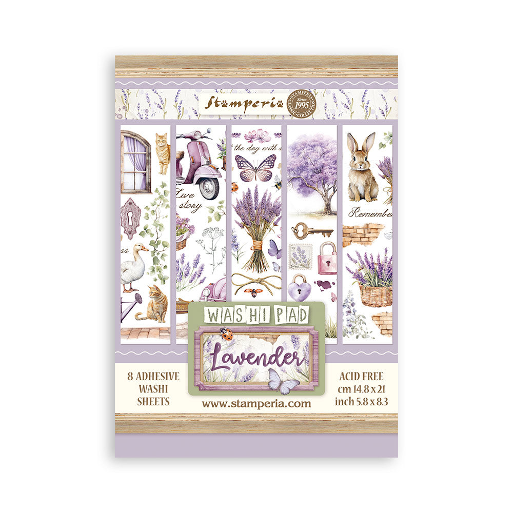 Stamperia Washi Pad 8 Sheets A5 - Lavender