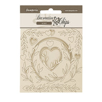 Stamperia Decorative chips cm 14x14 - Romance Forever hearts