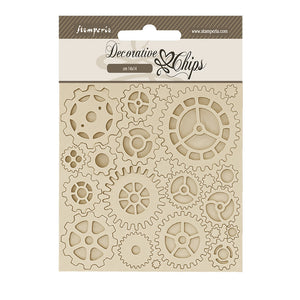 Stamperia Decorative chips cm 14x14 - Voyages Fantastiques gears