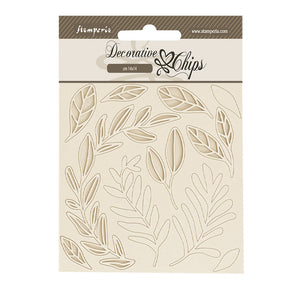 Stamperia Decorative chips cm 14x14 - Create Happiness Secret Diary - Leaves Pattern