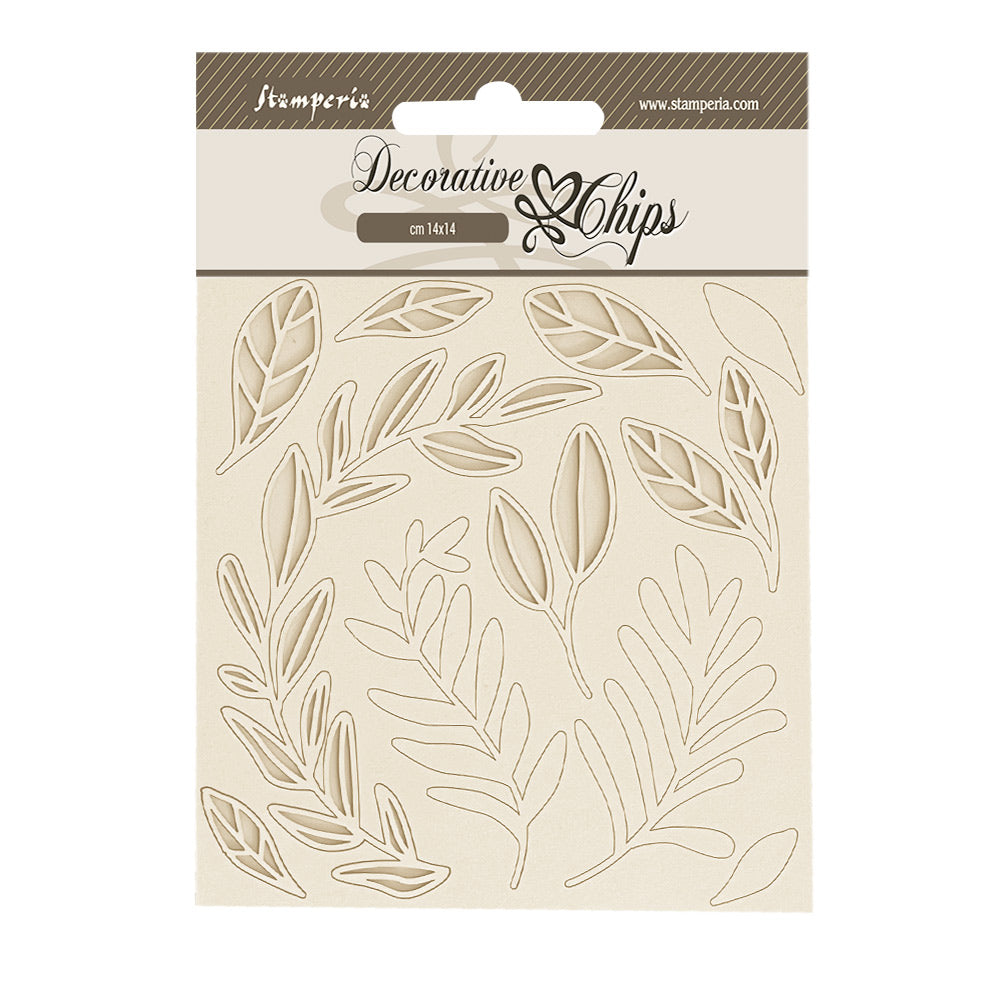 Stamperia Decorative chips cm 14x14 - Create Happiness Secret Diary - Leaves Pattern