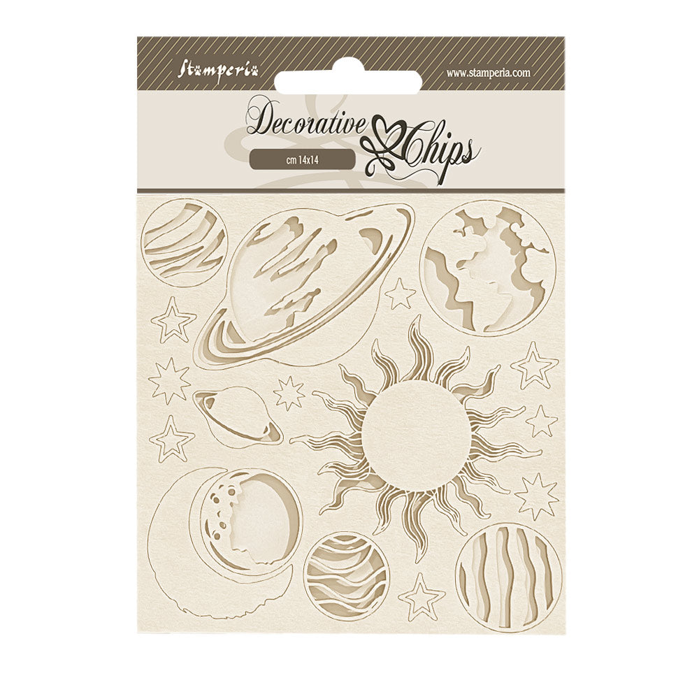 Stamperia Decorative Chips 14x14cm - Fortune - Planets | Paper Flourish