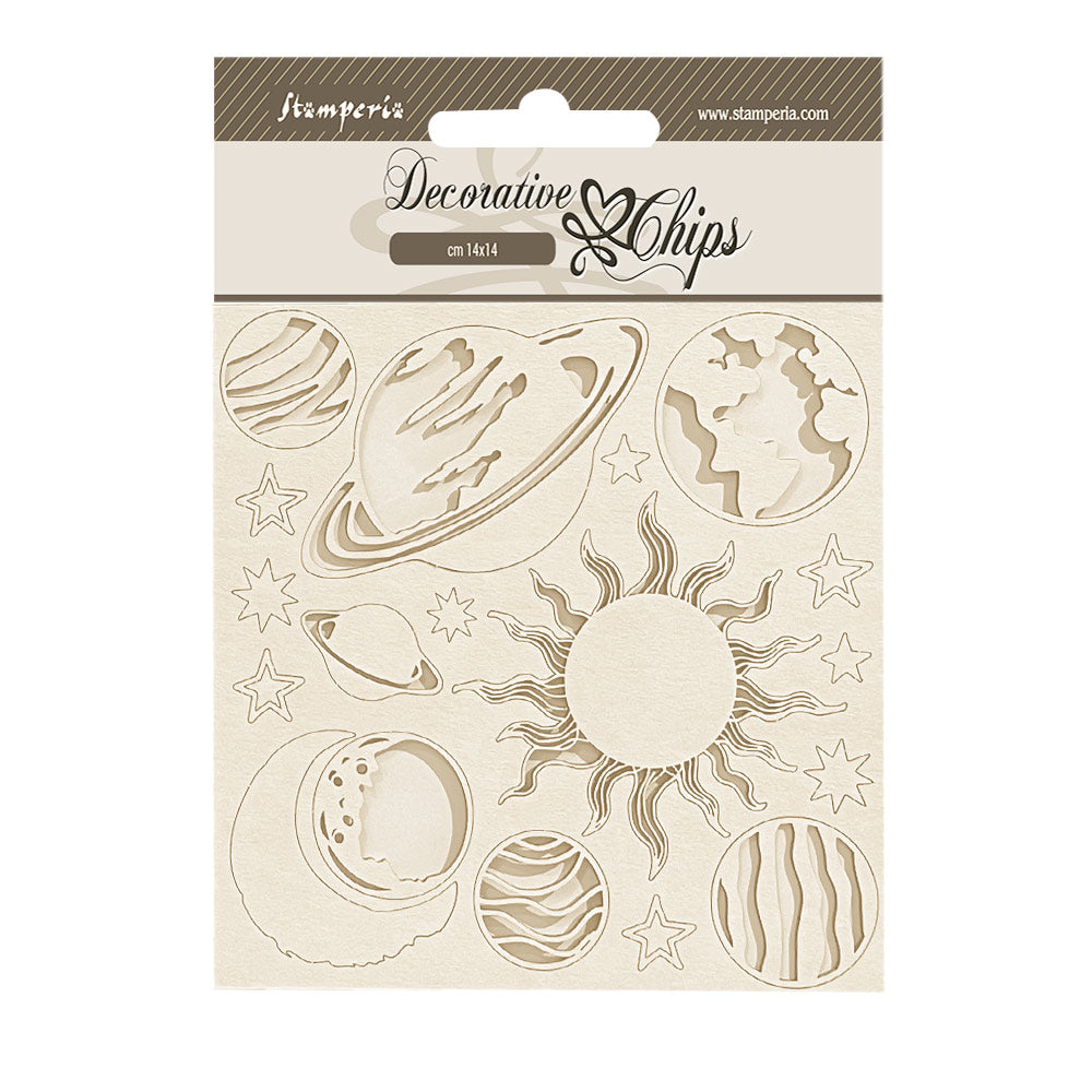 Stamperia Decorative Chips 14x14cm - Fortune - Planets