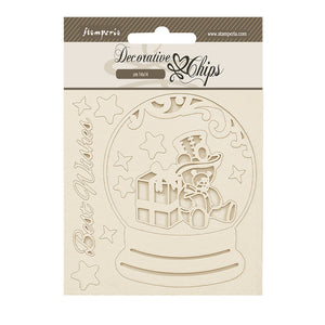 Stamperia Decorative Chips cm 14 x 14 - Gear Up for Christmas - Snowglobes