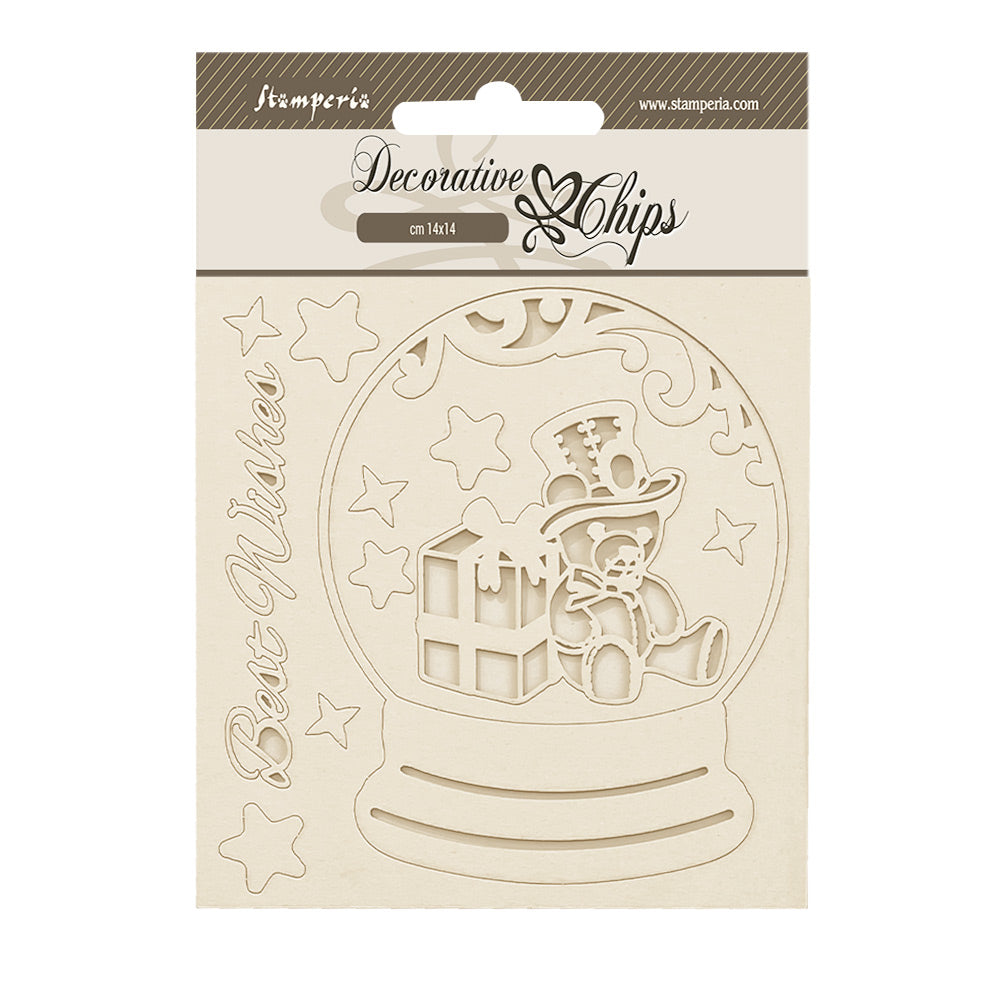 Stamperia Decorative Chips cm 14 x 14 - Gear Up for Christmas - Snowglobes