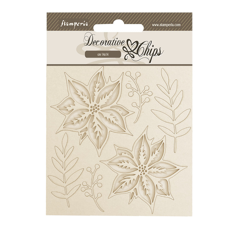 Stamperia Decorative Chips cm 14 x 14 - The Nutcracker - Poinsettia