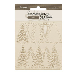 Stamperia Decorative Chips cm 14 x 14 - Gear Up for Christmas - Trees