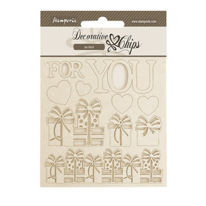 Stamperia Decorative Chips cm 14 x 14 - Gear Up for Christmas - For You