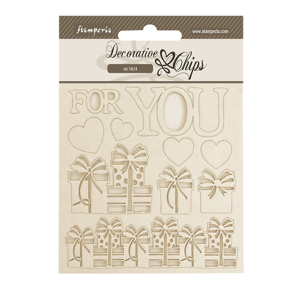 Stamperia Decorative Chips cm 14 x 14 - Gear Up for Christmas - For You