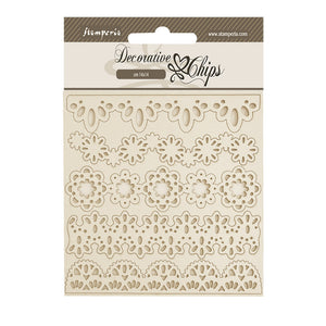 Stamperia Decorative Chips 14x14cm - Old Lace - Borders