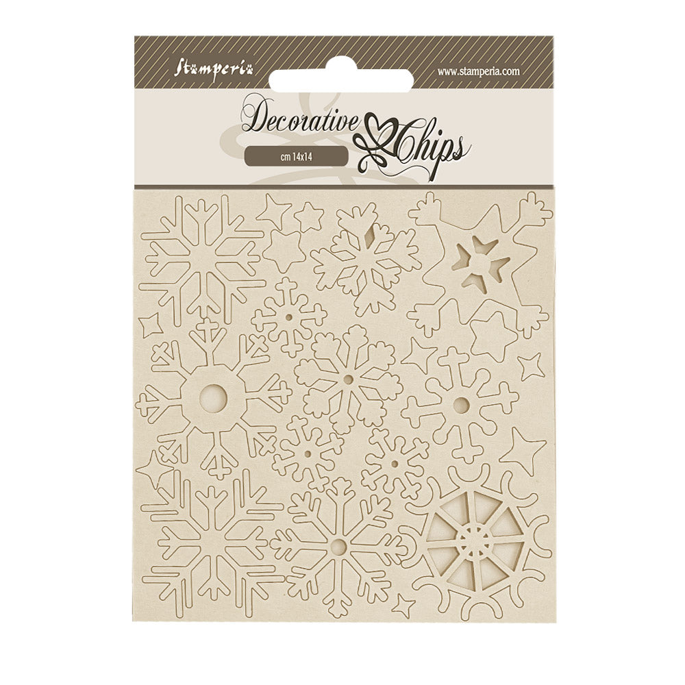 Stamperia Decorative Chips 14x14cm - Dewdrops - Snowflakes