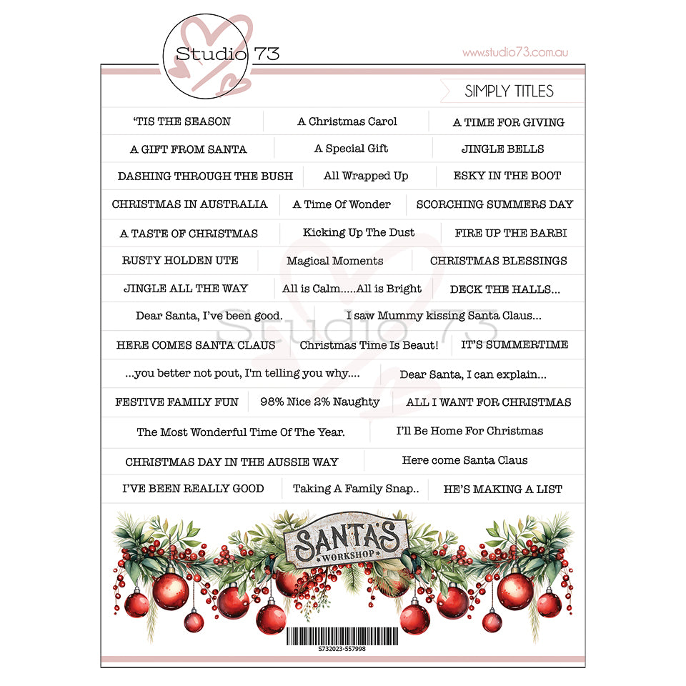 Studio 73 A4 Titles Sheet - Santa's Little Helpers