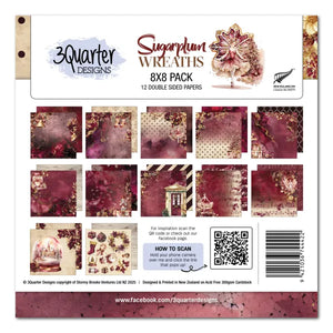 3 Quarter Designs Paper Pack 8" x 8" -Sugarplum Wreaths