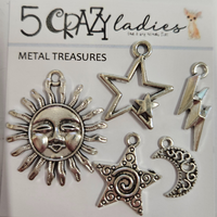 5 Crazy Ladies Metals - Sun, Moon & Planets
