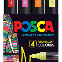 Posca Colour Marker Set - Bold PC8 4 x Fluoro Colours