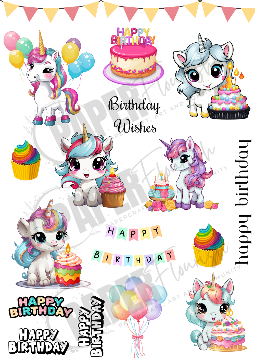 5 Crazy Ladies A4 Cut Apart Sheet - Unicorn Wishes