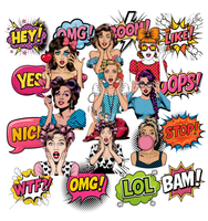 5 Crazy Ladies Journal Stickers - Pop Art Ladies
