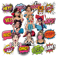 5 Crazy Ladies Journal Stickers - Pop Art Ladies