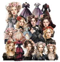 5 Crazy Ladies Journal Stickers - Victoriana Ladies
