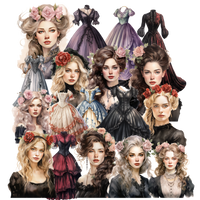 5 Crazy Ladies Journal Stickers - Victoriana Ladies