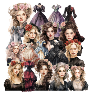 5 Crazy Ladies Journal Stickers - Victoriana Ladies