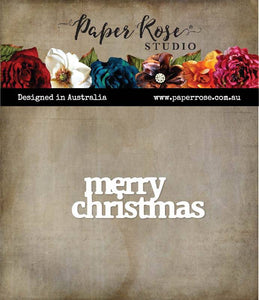 Paper Rose Die - Merry Christmas Block Words Small