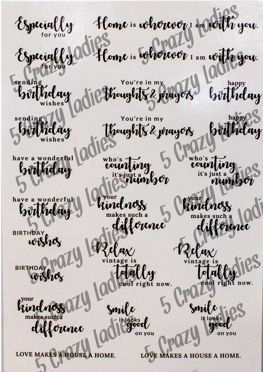 5 Crazy Ladies Sentiment sheet - Mixed sentiment A5
