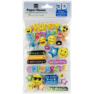 Paper House 3D Stickers - Emoji Birthday