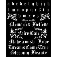 Stamperia Stencil - Sleeping Beauty: Alphabet & Quotes