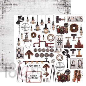13arts Paper Pack 12" x 12" - Industrial Zone