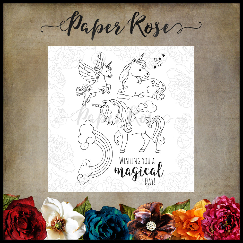 Paper Rose Stamp set - Unicorn Magic
