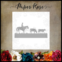 Paper Rose Die - Stockman with Cows Border